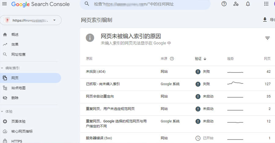GSC中网页未被编入索引的原因